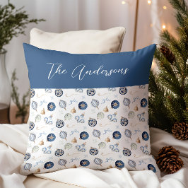 Elegant Vattenfärg Blå jul Blått Jul Bulk Ornament Kudde