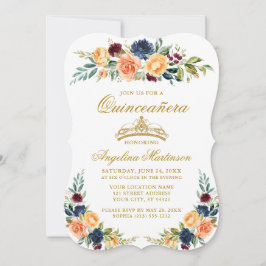 Elegant Vattenfärg Blandad Blommigt Quinceanera Inbjudningar
