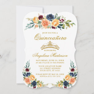Elegant Vattenfärg Blandad Blommigt Quinceanera Inbjudningar