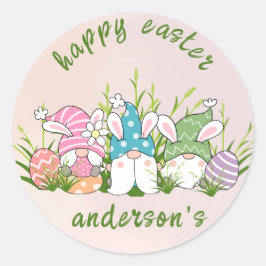 Elegant vattenfärg blom- Glad påsk  Runt Klistermärke