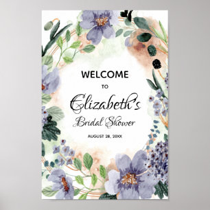 Elegant vattenfärg blombröllopsdusch skylt