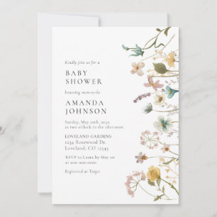 Elegant vattenfärg blommande baby shower inbjudan