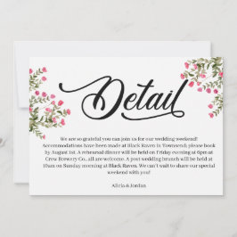 Elegant vattenfärg blommande bröllopsdetaljkort inbjudningar