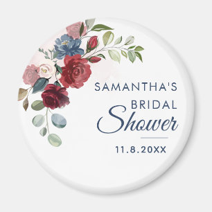Elegant vattenfärg blommande bröllopsdusch magnet