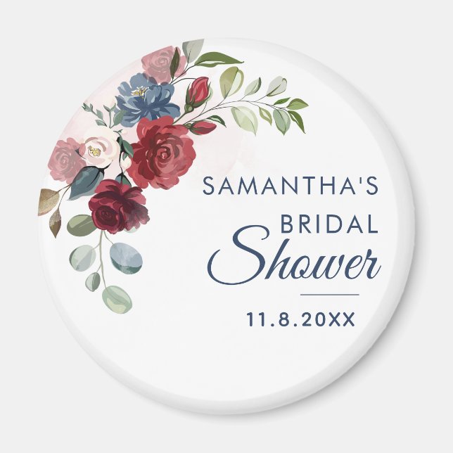 Elegant vattenfärg blommande bröllopsdusch magnet (Framsidan)