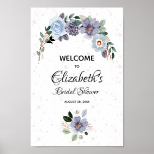 Elegant vattenfärg blommande bröllopsdusch skylt
