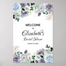 Elegant vattenfärg blommande bröllopsdusch skylt