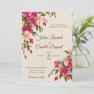 Elegant vattenfärg blommande bröllopsinbjudan inbjudningar