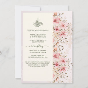 Elegant vattenfärg blommande bröllopsinbjudan inbjudningar
