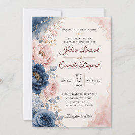 Elegant vattenfärg blommande bröllopsinbjudan inbjudningar