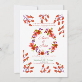 Elegant vattenfärg blommande bröllopsinbjudan inbjudningar