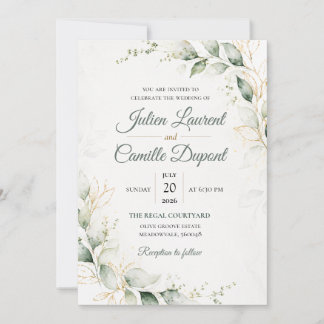 Elegant vattenfärg blommande bröllopsinbjudan inbjudningar