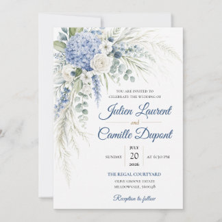 Elegant vattenfärg blommande bröllopsinbjudan inbjudningar