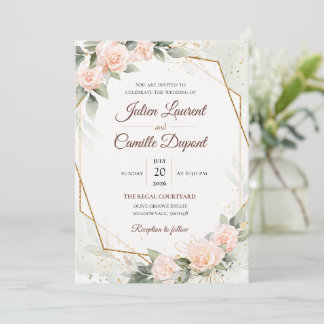 Elegant vattenfärg blommande bröllopsinbjudan inbjudningar