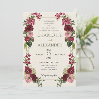 Elegant vattenfärg blommande bröllopsinbjudan inbjudningar