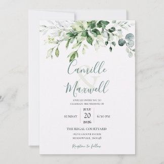Elegant vattenfärg blommande bröllopsinbjudan inbjudningar