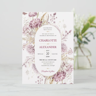 Elegant vattenfärg blommande bröllopsinbjudan inbjudningar