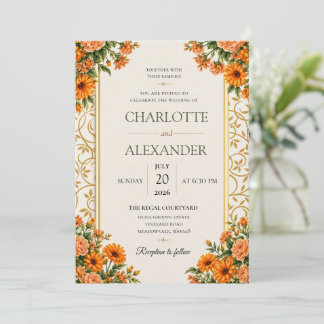 Elegant vattenfärg blommande bröllopsinbjudan inbjudningar
