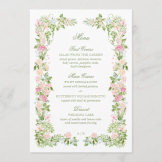 Elegant vattenfärg blommande bröllopsmeny meny