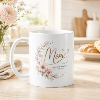Elegant vattenfärg blommande Mamma En kärlek som i Kaffemugg