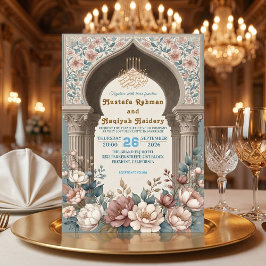 Elegant vattenfärg blommande muslimsk bröllop inbjudningar