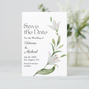 Elegant vattenfärg blommande sagegrön bröllop spara datumet