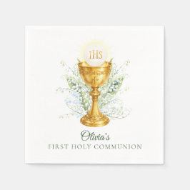 Elegant vattenfärg blommig första heliga kommunion pappersservett