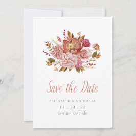Elegant vattenfärg blommig foto bröllop spara datumet