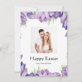 Elegant vattenfärg blommig foto Glad påsk-kort Julkort