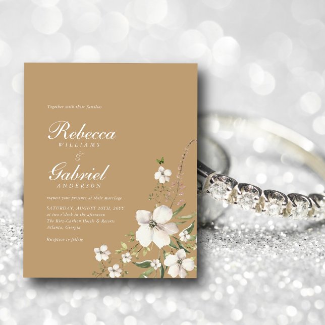 Elegant vattenfärg blommig fotobjudningskort för b (Skapare uppladdad)
