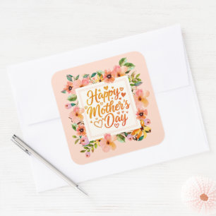 Elegant vattenfärg Blommig Glad mors dag Fyrkantigt Klistermärke