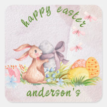 Elegant vattenfärg blommig - Glad påsk