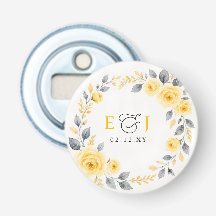 Elegant vattenfärg blommig gul grå bröllop