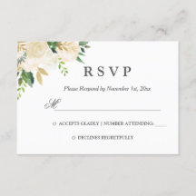 Elegant vattenfärg Blommig Guld Bröllop RSVP