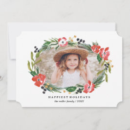 Elegant vattenfärg blommig julfoto julkort