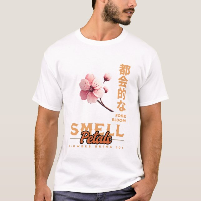 Elegant vattenfärg blommig konst – Vacker handmåln T Shirt (Framsida)