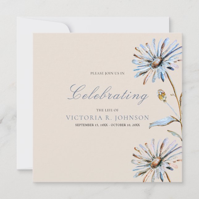 Elegant vattenfärg Blommig Livs firande Inbjudningar (Framsida)