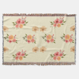 Elegant vattenfärg blommig mönster Sherpa-filtsbla Filt