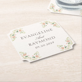 Elegant vattenfärg Blommig rokoko bröllop Underlägg Papper