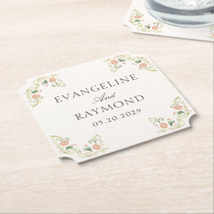 Elegant vattenfärg Blommig rokoko bröllop Underlägg Papper