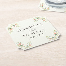 Elegant vattenfärg Blommig rokoko bröllop Underlägg Papper