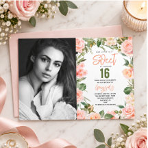 Elegant vattenfärg Blommig Sweet Sixteen