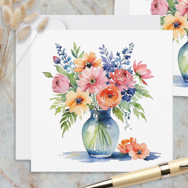 Elegant vattenfärg blommig tomma vykort uppsättnin