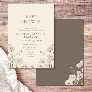 Elegant vattenfärg Blommig vildblomma Babyfirande  Inbjudningar