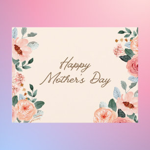 Elegant Vattenfärg  Blommigt Mor dag Vykort