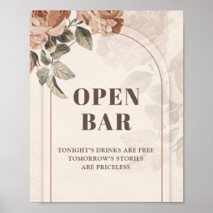 Elegant vattenfärg Blommor av koppar, öppna pub Poster