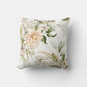 Elegant vattenfärg blomster dekorativt mönster kudde