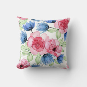 Elegant vattenfärg blomster dekorativt mönster kudde
