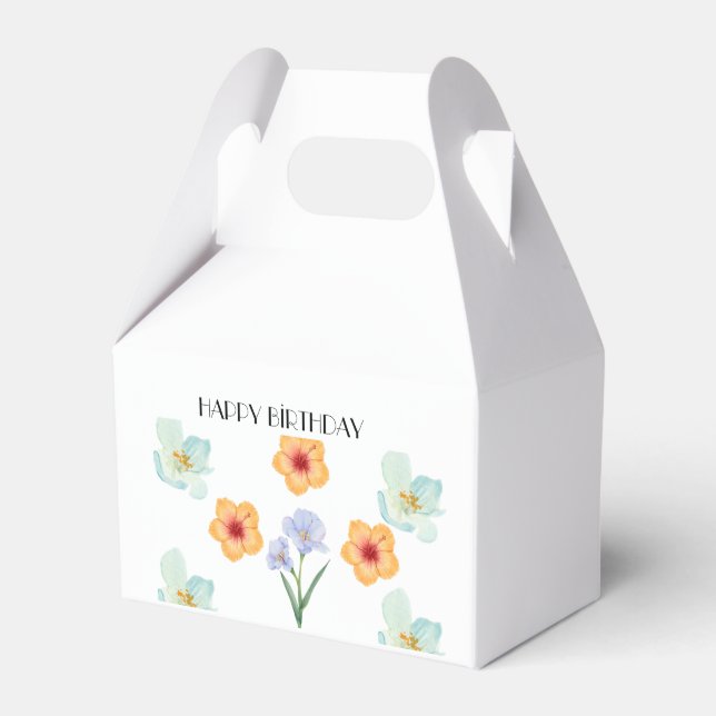 Elegant vattenfärg blomster födelsedagsfest presen presentaskar (Framsidan Sidan)