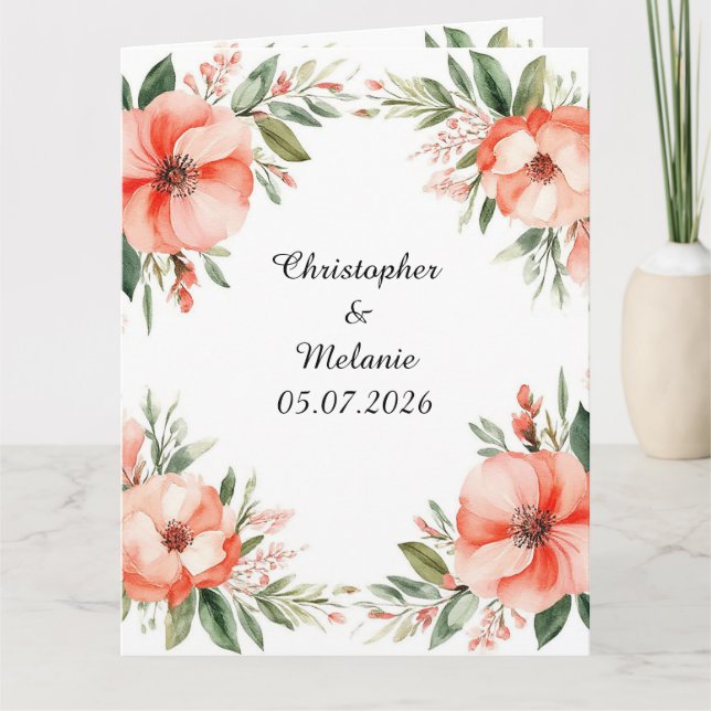 Elegant vattenfärg blomster ram kort (Framsida)
